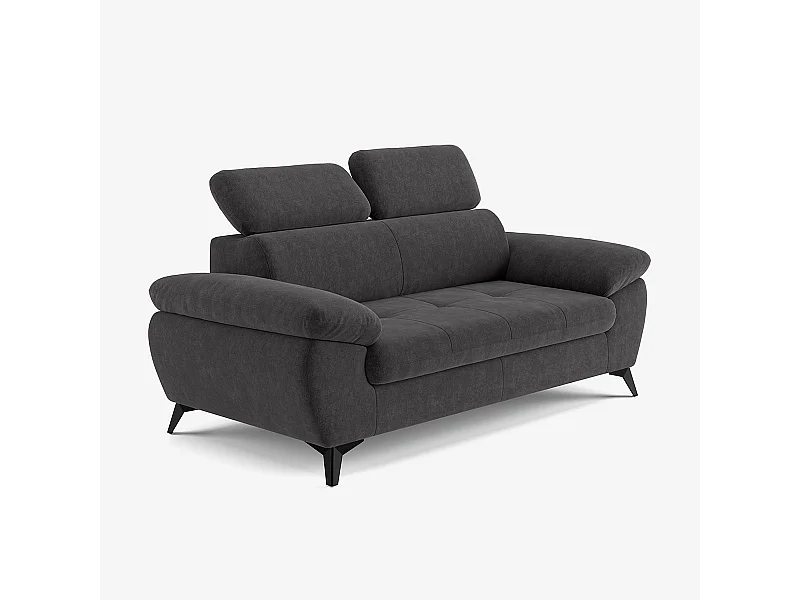 Moderner 2-Sitzer Sofa aus Stoff mit verstellbarer Kopfstütze Savi - Schwarz