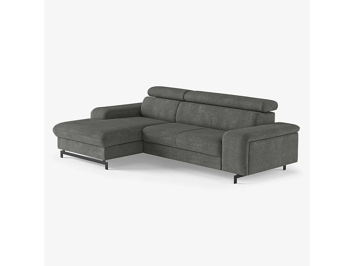 Sofá esquinero de 3 plazas con chaise longue izquierda y reposacabezas ajustable Liora - Gris