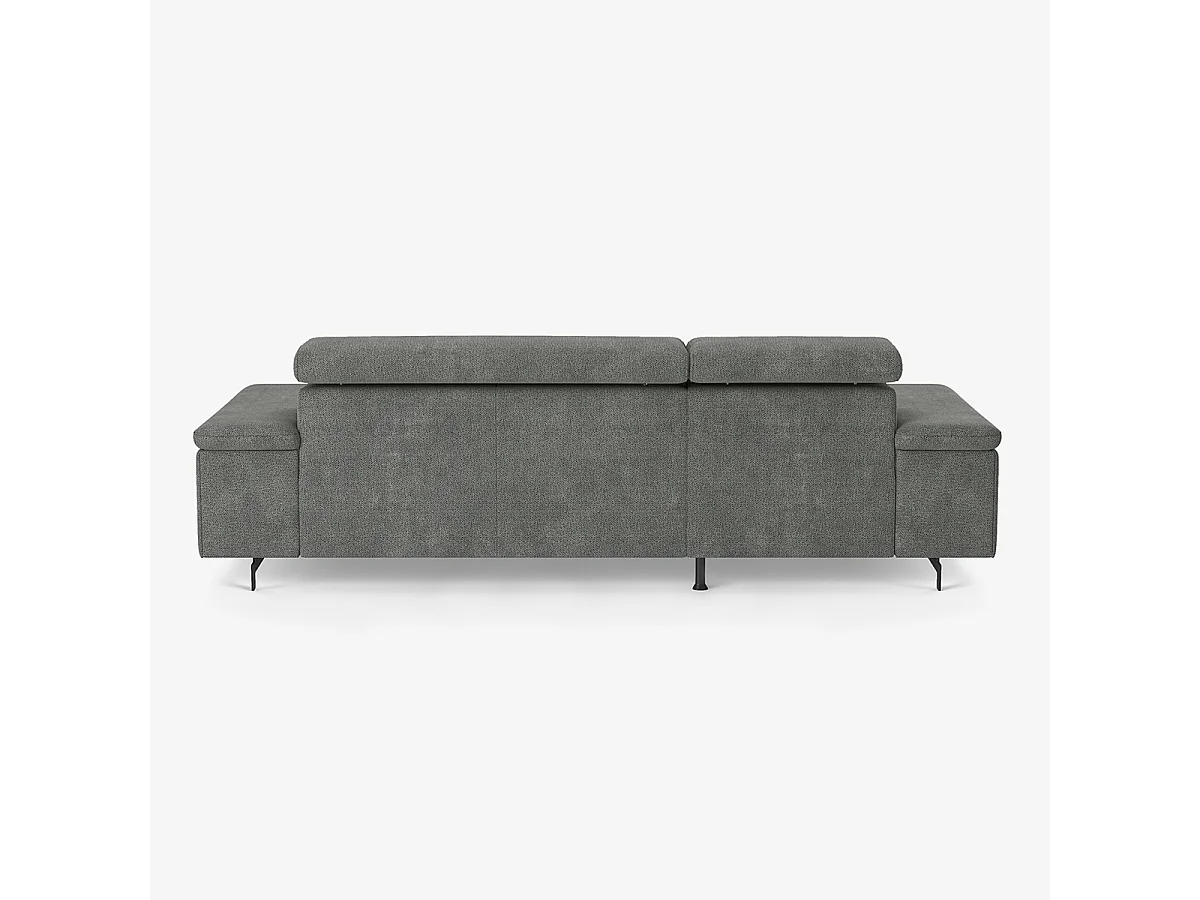 Sofá esquinero de 3 plazas con chaise longue izquierda y reposacabezas ajustable Liora - Gris