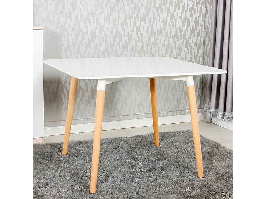 Tavolo quadrato design scandinavo cucina sala da pranzo legno 80x80cm Wooden - Bianco