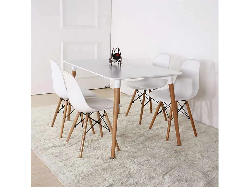 Tavolo quadrato design scandinavo cucina sala da pranzo legno 80x80cm Wooden - Bianco