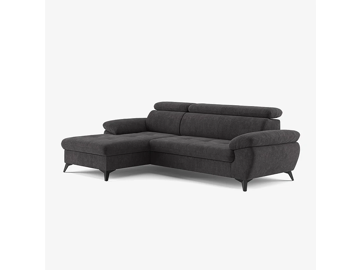 Sofá 3 plazas con chaise longue izquierda y reposacabezas reclinable Rilo - Marrón