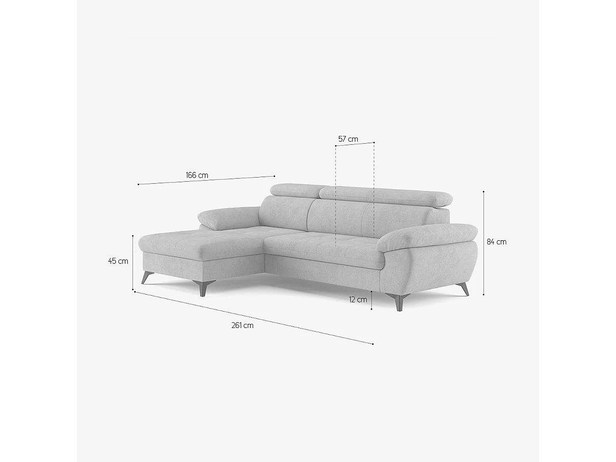 Sofá 3 plazas con chaise longue izquierda y reposacabezas reclinable Rilo - Marrón