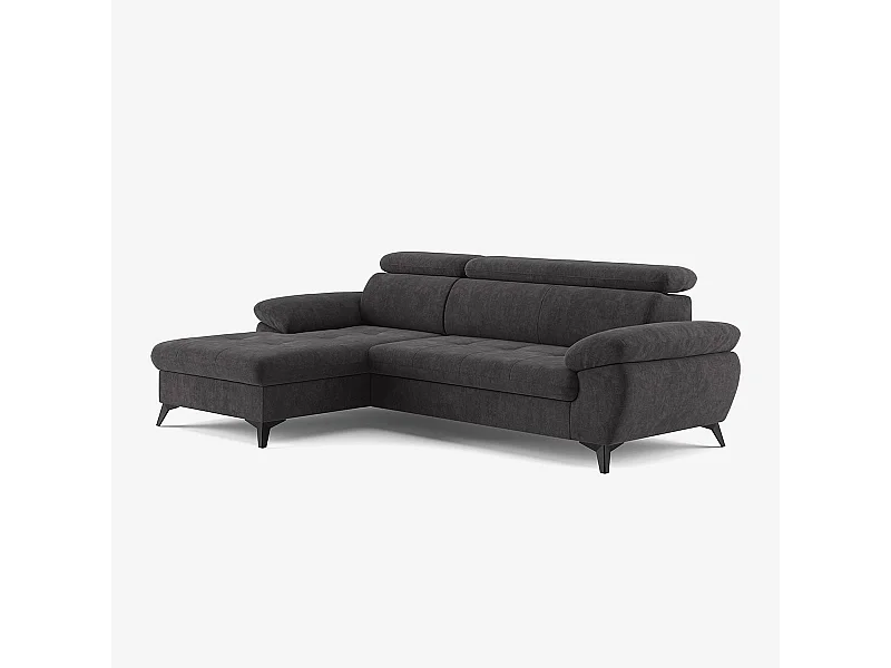 Sofá 3 plazas con chaise longue izquierda y reposacabezas reclinable Rilo - Marrón