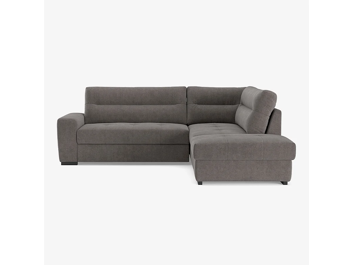 Divano angolare 3 posti moderno in tessuto con penisola a destra Rocca - Grigio Scuro