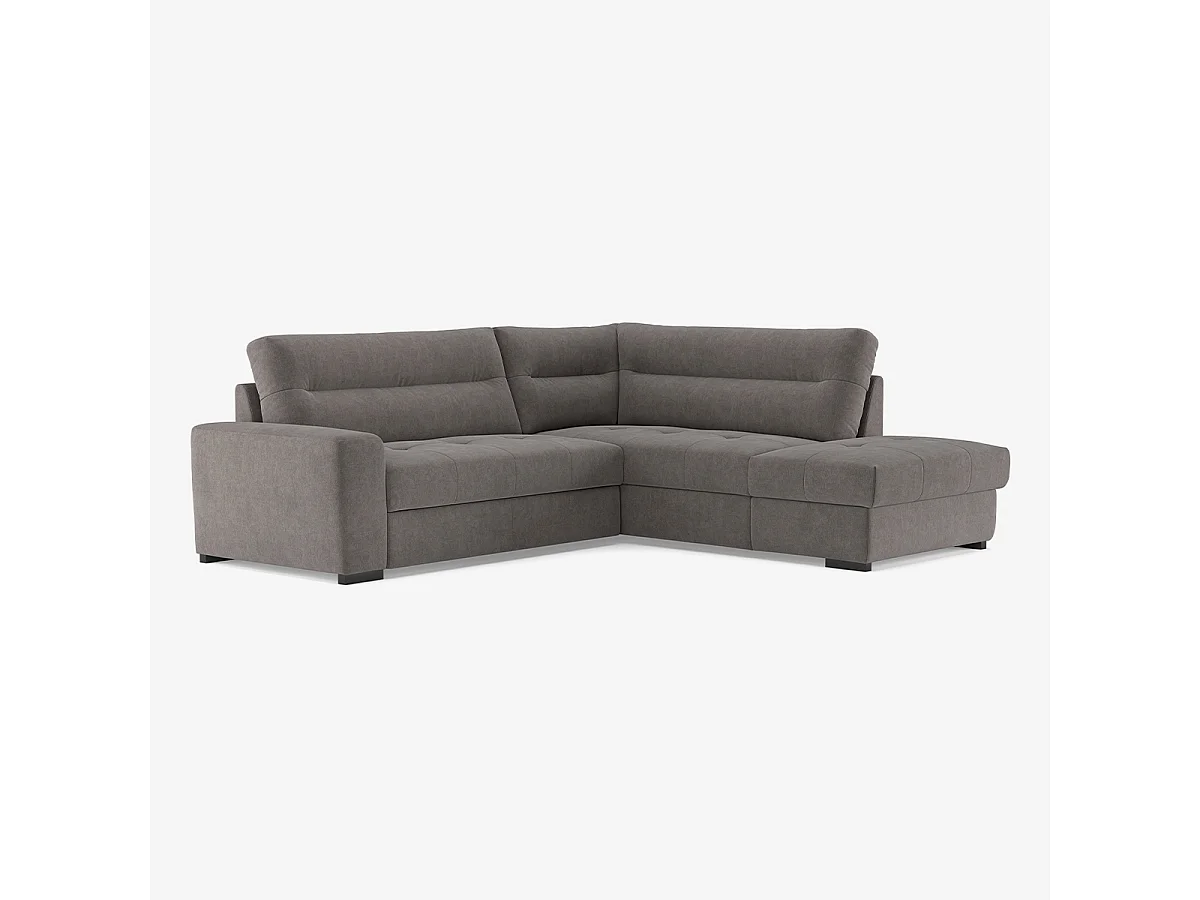 Divano angolare 3 posti moderno in tessuto con penisola a destra Rocca - Grigio Scuro