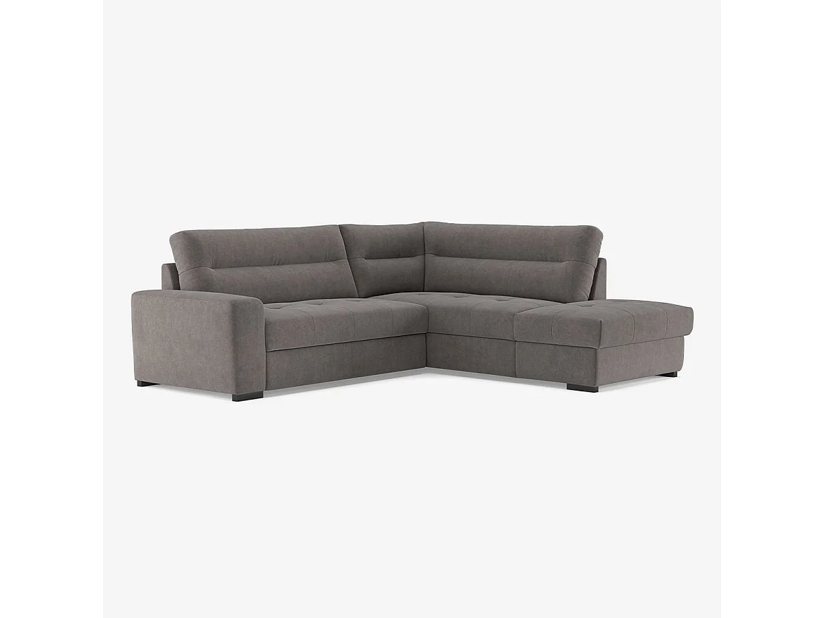 Sofá esquinero moderno de 3 plazas en tela con chaise longue a la derecha Rocca - Gris Oscuro