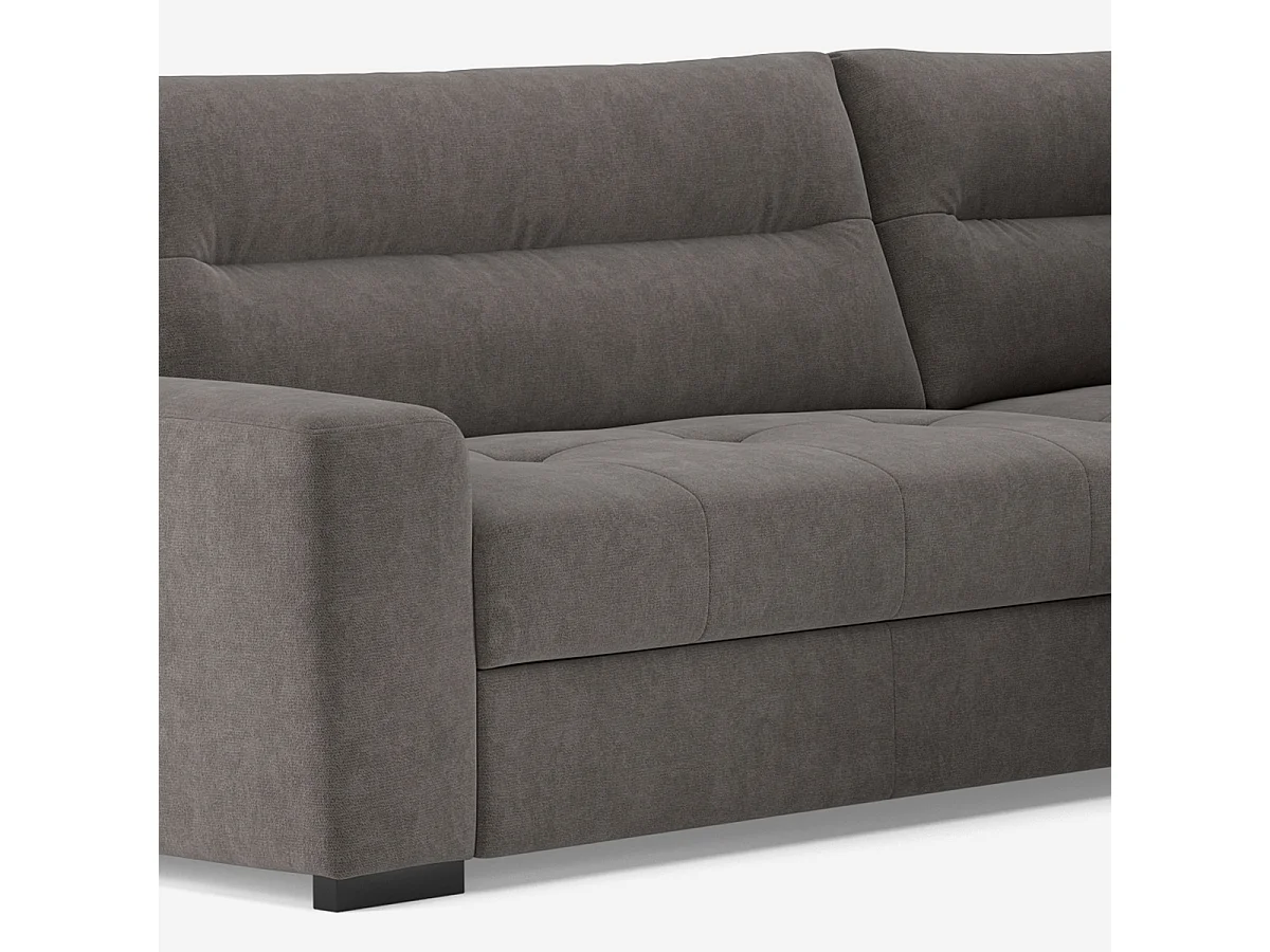 Sofá esquinero moderno de 3 plazas en tela con chaise longue a la derecha Rocca - Gris Oscuro