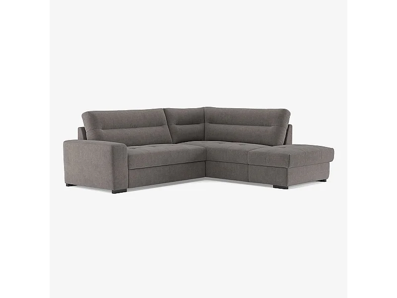 Sofá esquinero moderno de 3 plazas en tela con chaise longue a la derecha Rocca - Gris Oscuro