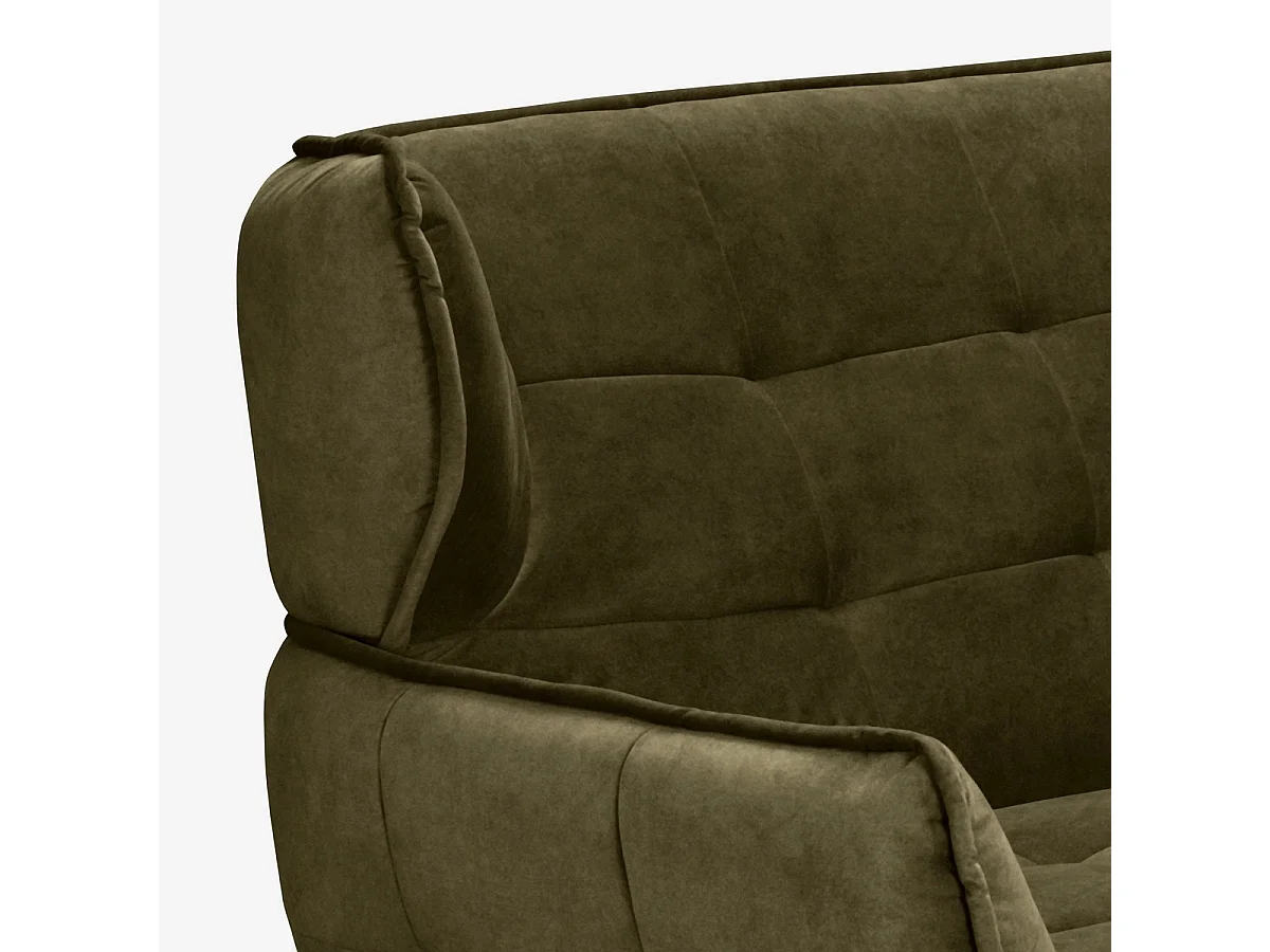 Sofá moderno de 3 plazas en terciopelo estilo capitoné Buran - Verde oscuro