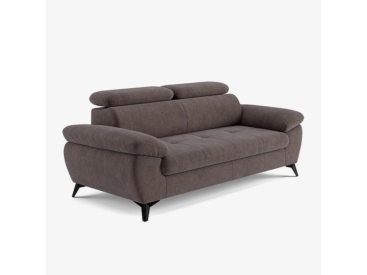 Sofá moderno de diseño de 3 plazas con reposacabezas ajustable Kira - Marrón