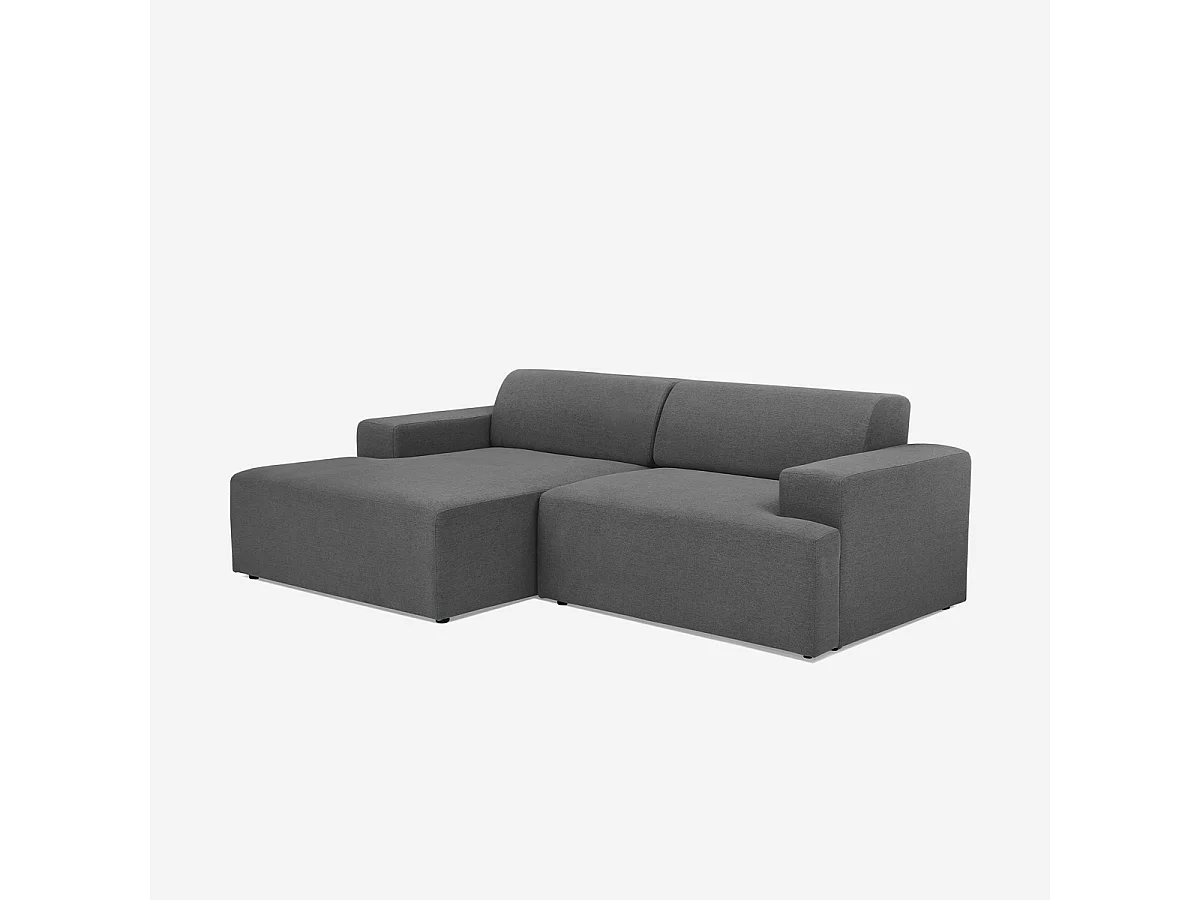 Canapé 3 places avec méridienne gauche design en tissu Seginus - Gris foncé