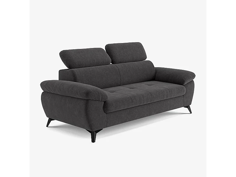 Moderner 3-Sitzer-Design-Sofa mit verstellbarer Kopfstütze Kira - Schwarz