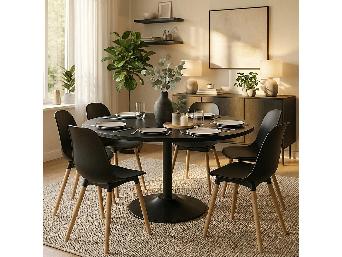 Tavolo sala da pranzo moderno Goblet nero rotondo 120cm Blackwood+