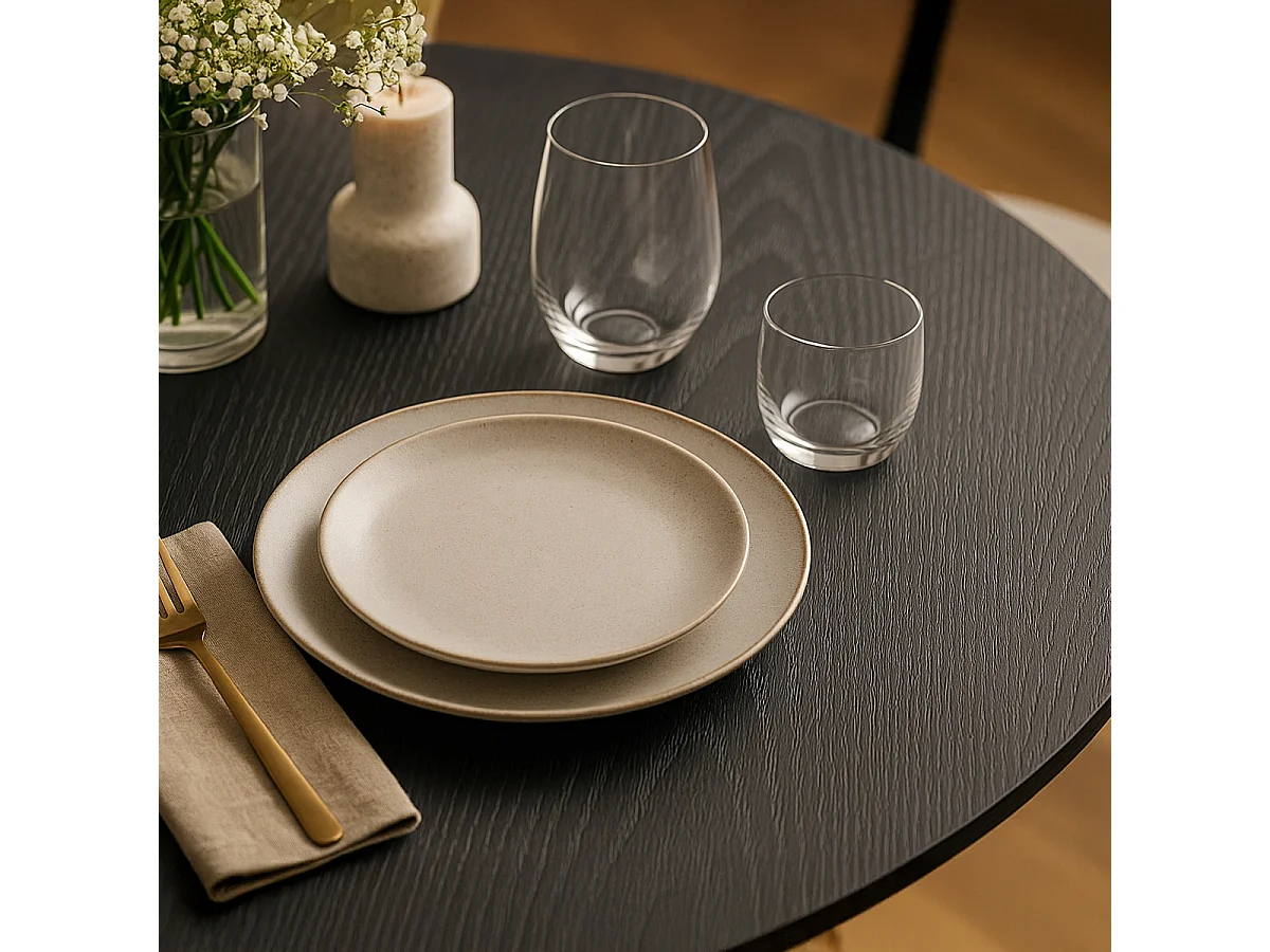 Tavolo sala da pranzo moderno Goblet nero rotondo 120cm Blackwood+