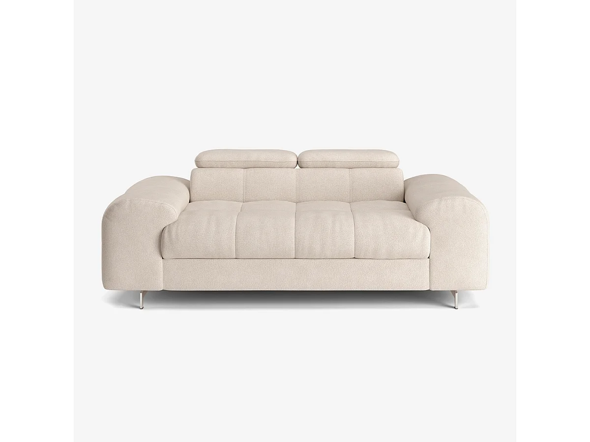 Sofá moderno de 2 plazas de tela con reposacabezas ajustable Kuran - Beige
