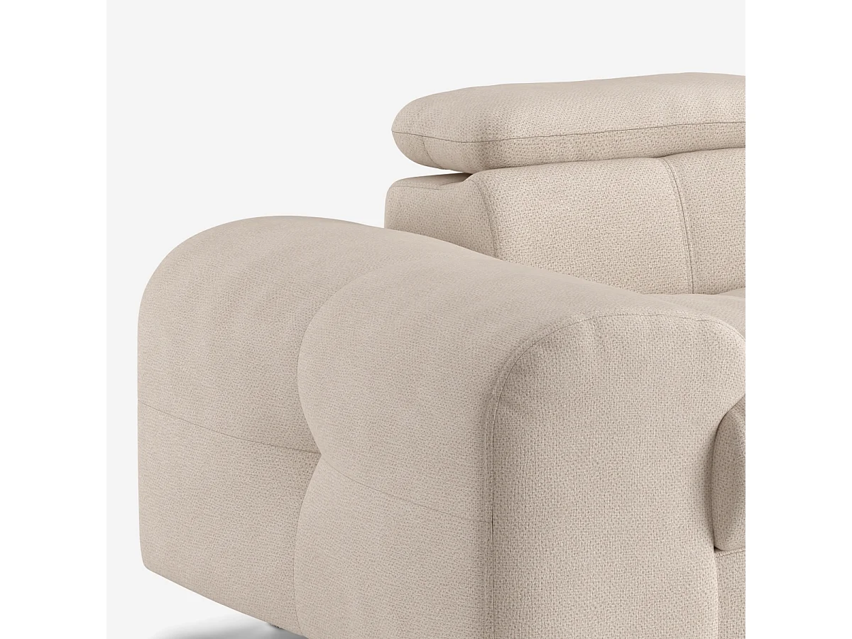 Sofá moderno de 2 plazas de tela con reposacabezas ajustable Kuran - Beige