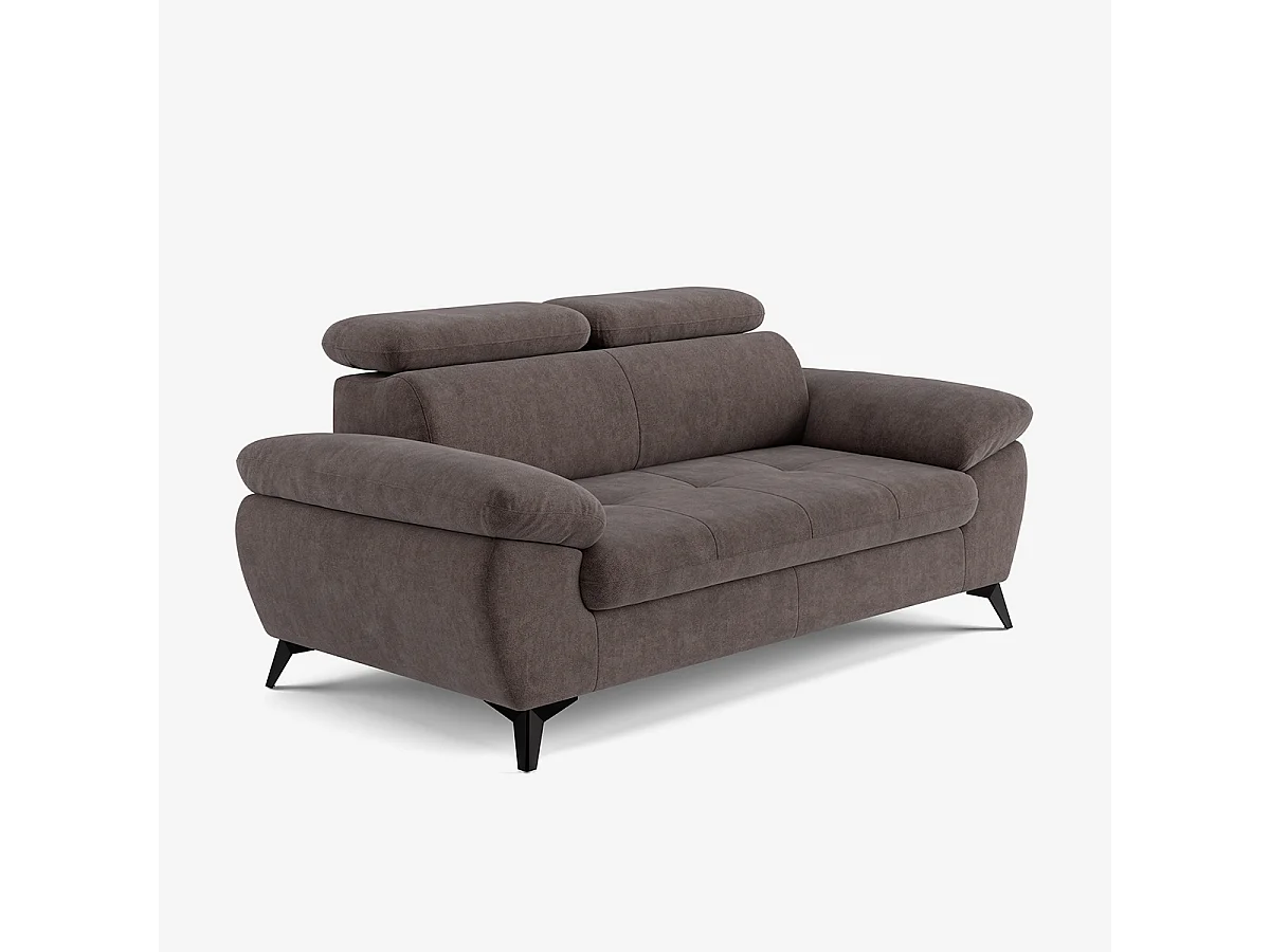 Divano 2 posti moderno in tessuto con poggiatesta regolabile Savi - Marrone