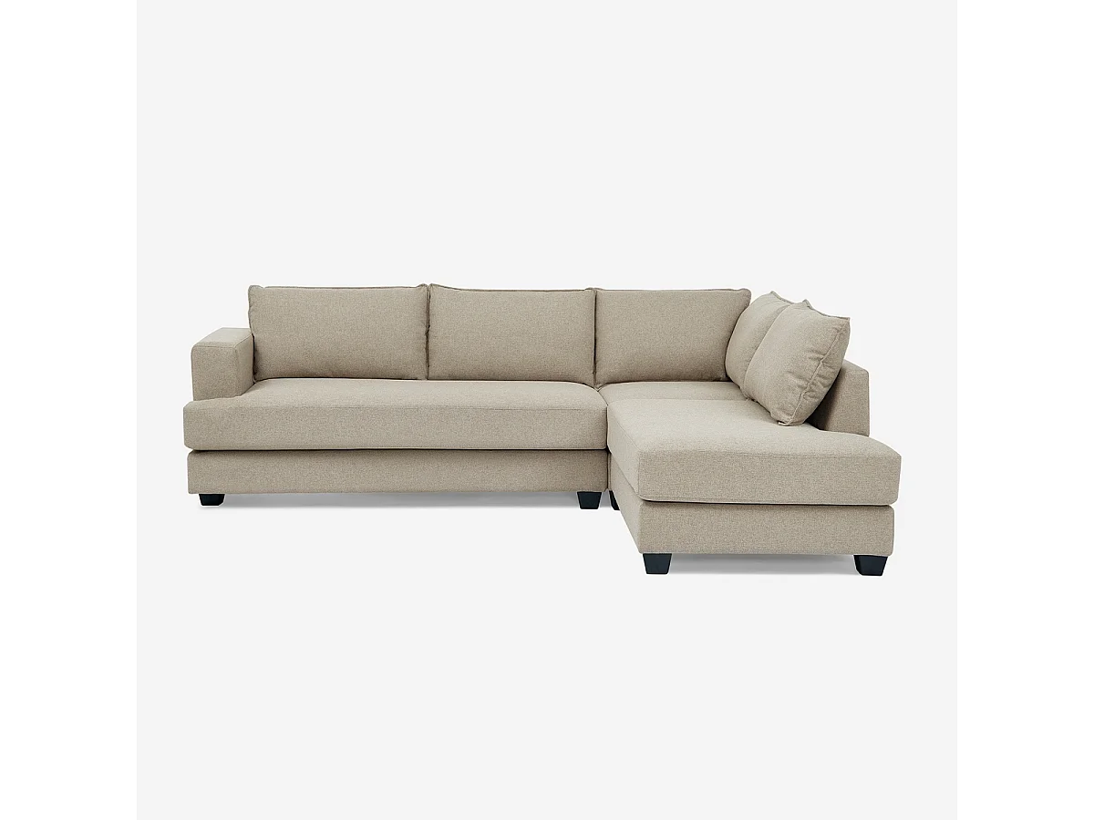 Divano 3 posti angolare di design con penisola in tessuto beige Avior