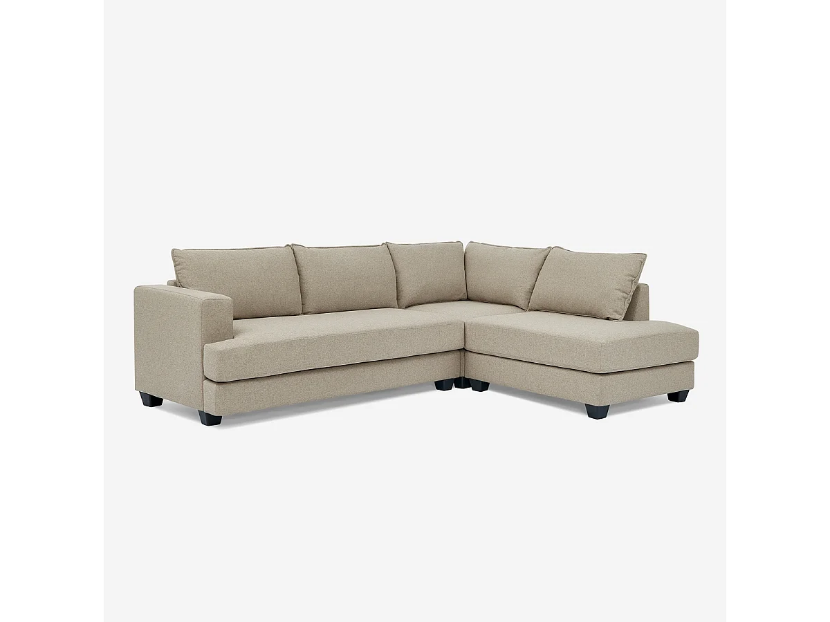 Divano 3 posti angolare di design con penisola in tessuto beige Avior