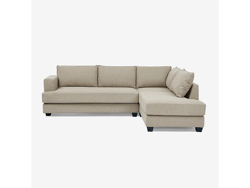 Divano 3 posti angolare di design con penisola in tessuto beige Avior