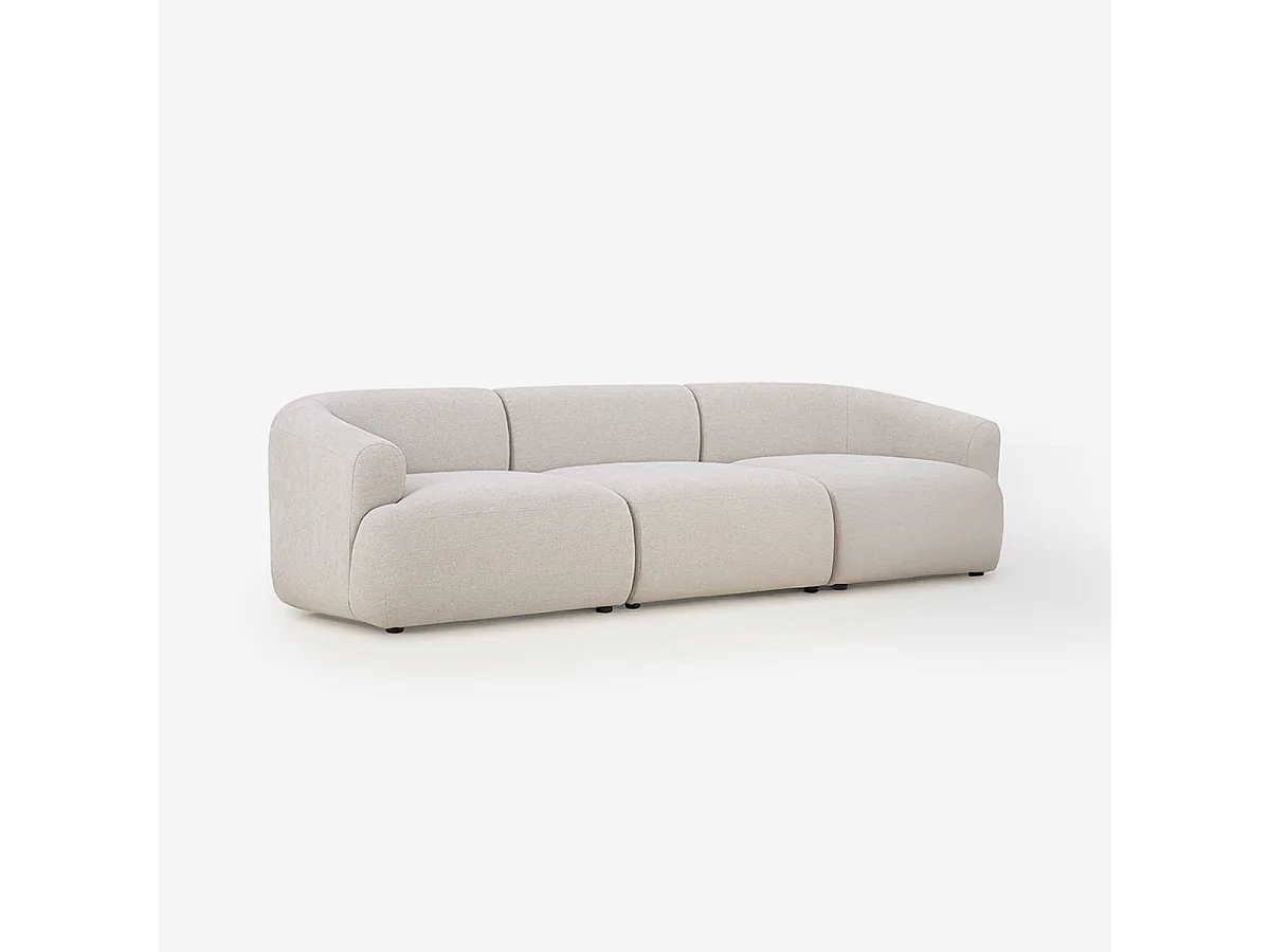 Sofa modular curvo de 3 plazas por módulos de tela beige Yuna-3