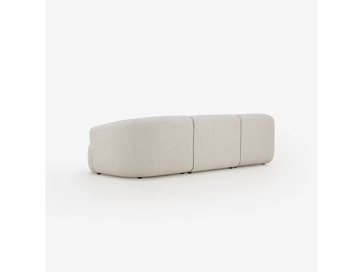 Sofa modular curvo de 3 plazas por módulos de tela beige Yuna-3