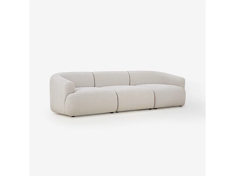 Sofa modular curvo de 3 plazas por módulos de tela beige Yuna-3