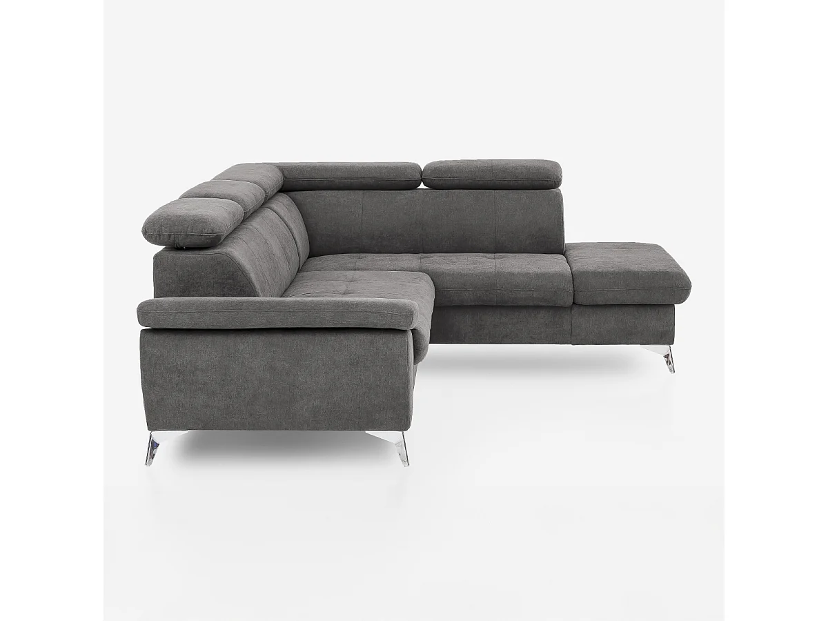 Verstellbares 3-Sitzer Schlafsofa mit rechter Ottomane und Stauraum Tova - Dunkel Grau