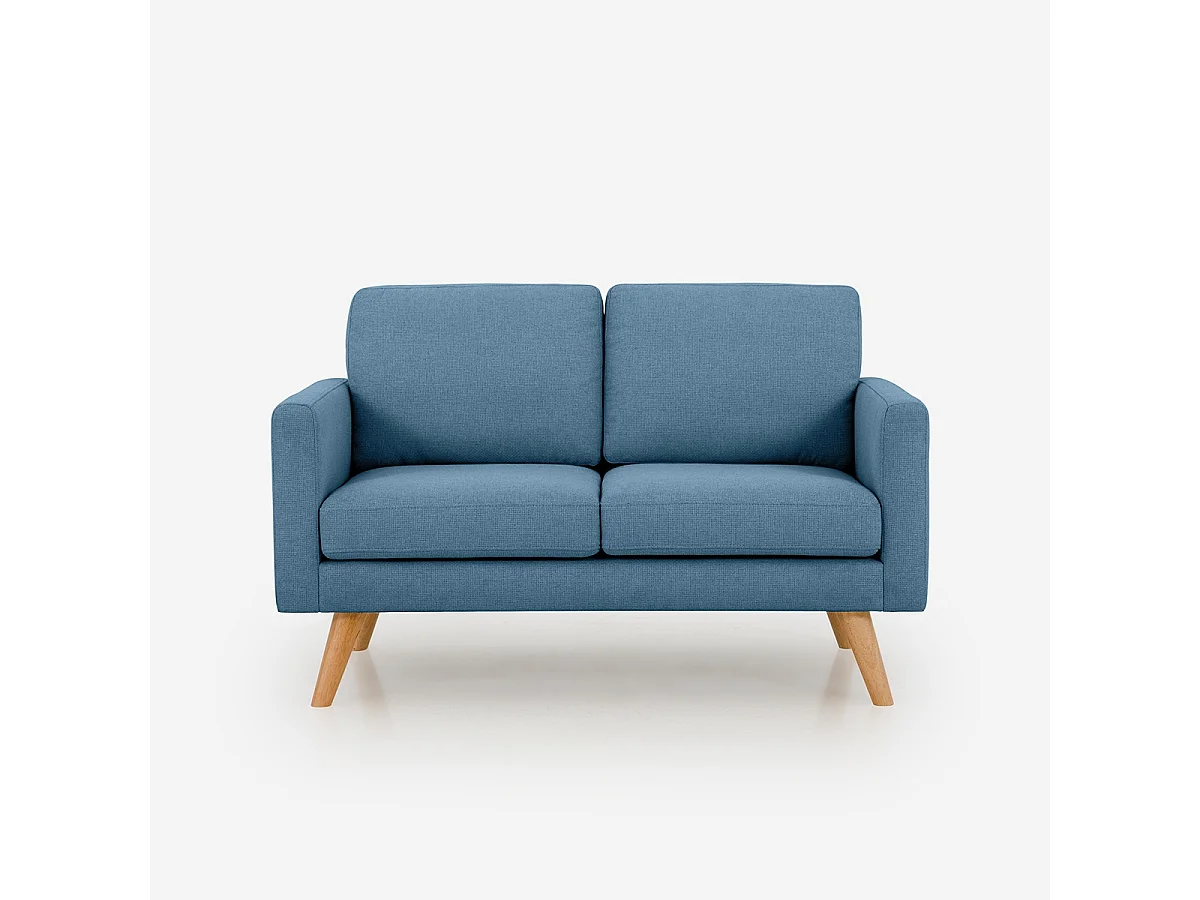 Sofá de diseño moderno escandinavo de 2 plazas de tela Marek - Azul Marino