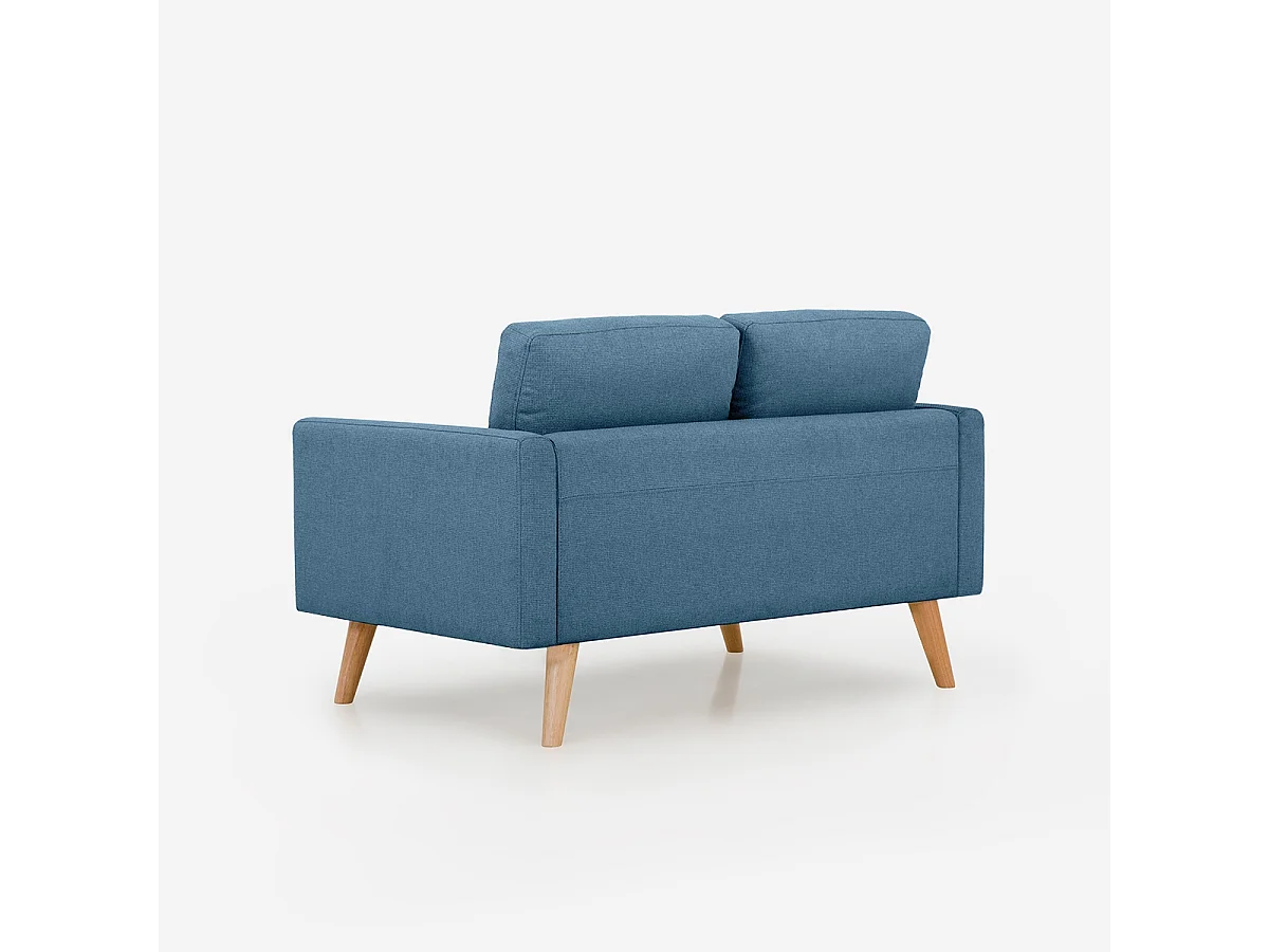 Sofá de diseño moderno escandinavo de 2 plazas de tela Marek - Azul Marino