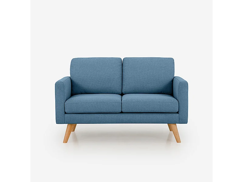 Divano design moderno scandinavo 2 posti in tessuto Marek - Blu