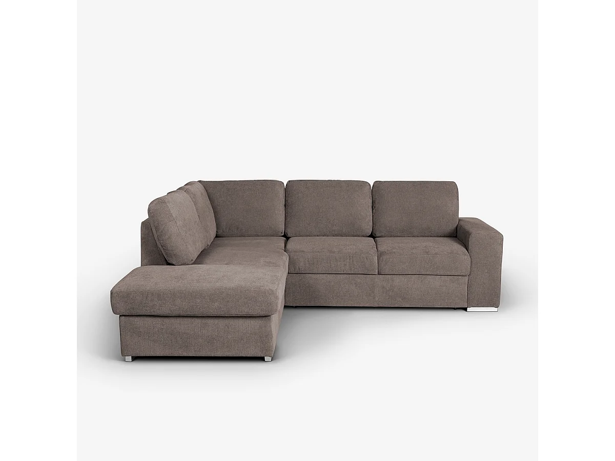 Moderner 3-Sitzer-Sofa mit linker Ottomane aus Chenille-Stoff Kuvia - Taupe