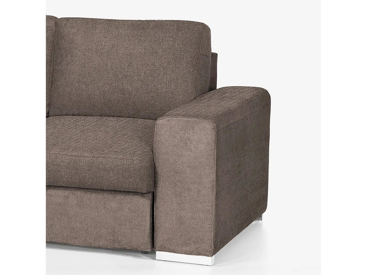 Moderner 3-Sitzer-Sofa mit linker Ottomane aus Chenille-Stoff Kuvia - Taupe
