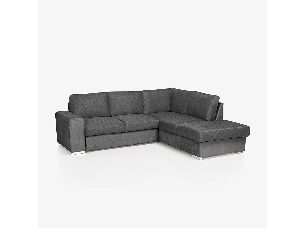 Moderner 3-Sitzer-Sofa mit rechter Ottomane in Chenille-Stoff Zafin - Dunkel Grau