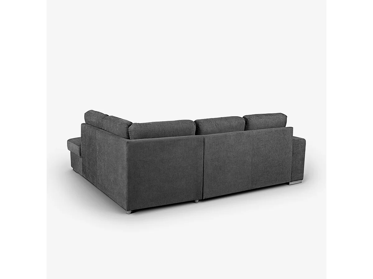 Moderner 3-Sitzer-Sofa mit rechter Ottomane in Chenille-Stoff Zafin - Dunkel Grau