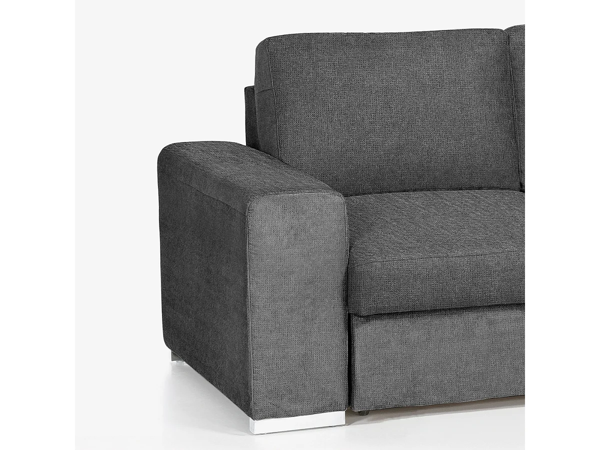 Moderner 3-Sitzer-Sofa mit rechter Ottomane in Chenille-Stoff Zafin - Dunkel Grau