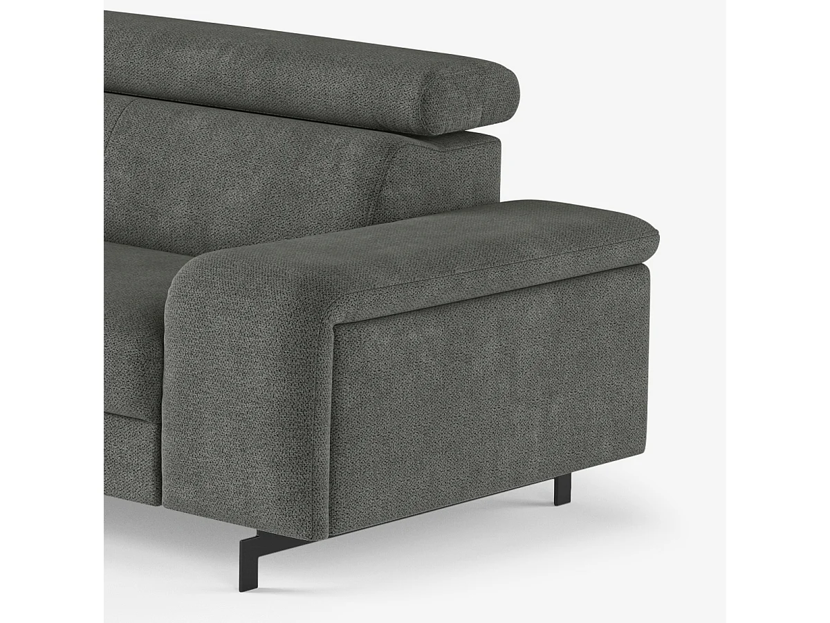 3-Sitzer Sofa modernes Design mit verstellbarer Kopfstütze Rouna - Grau