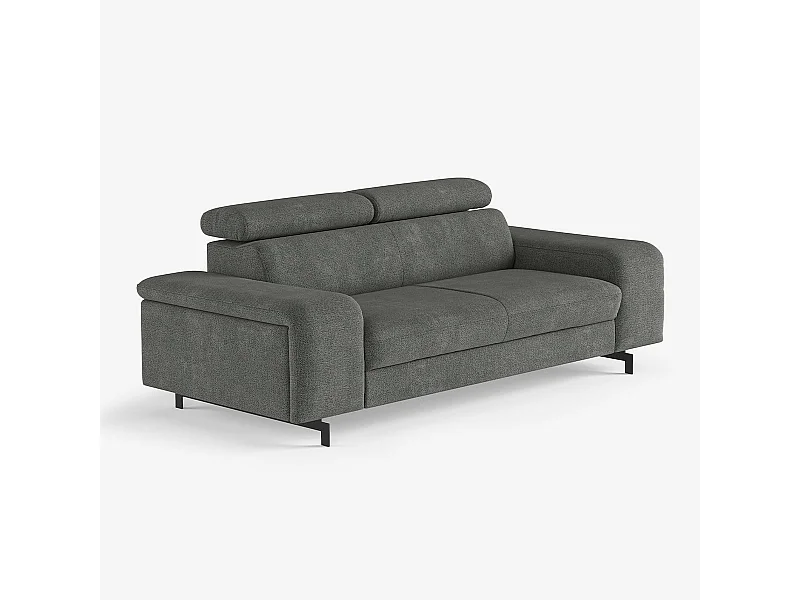 3-Sitzer Sofa modernes Design mit verstellbarer Kopfstütze Rouna - Grau
