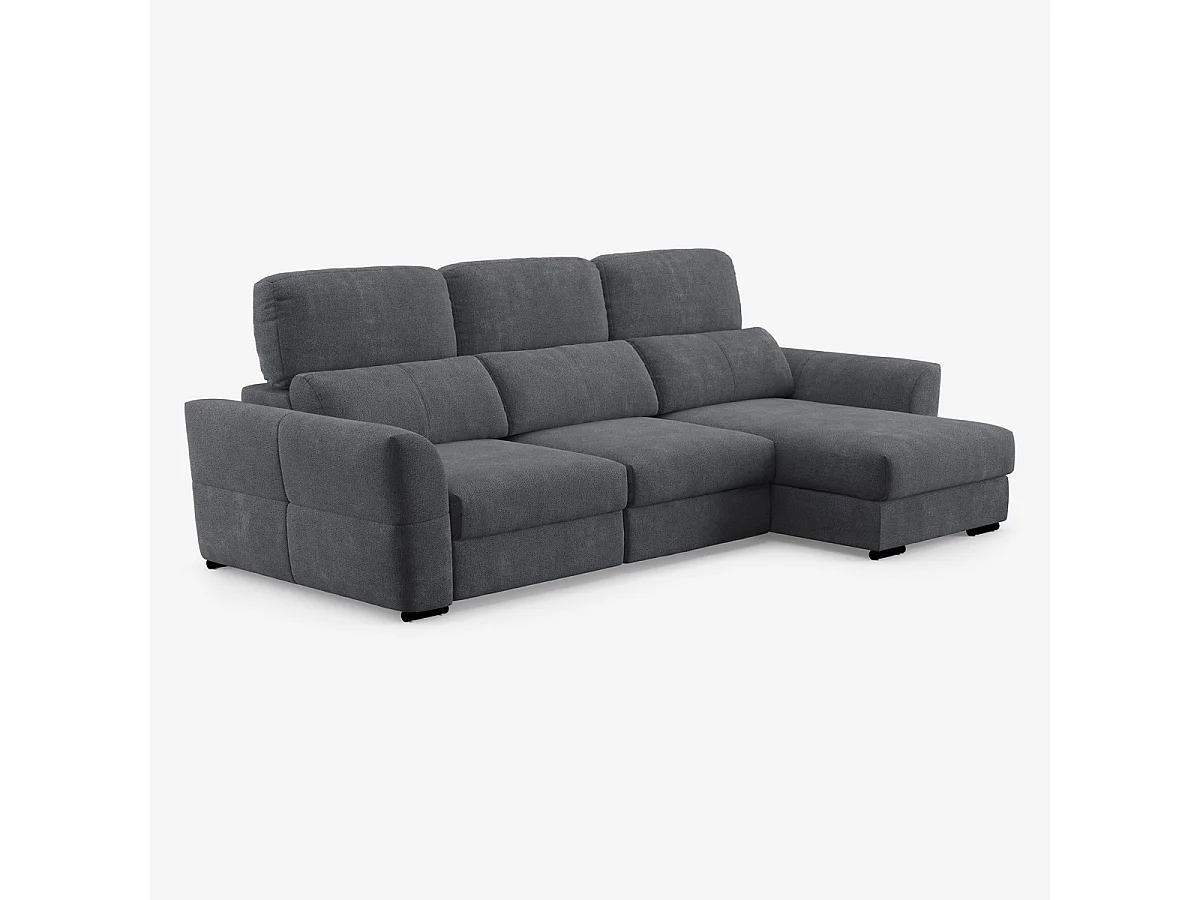 Ausziehbares 3-Sitzer Schlafsofa mit rechter Bettkasten-Chaiselongue Nuro - Schwarz