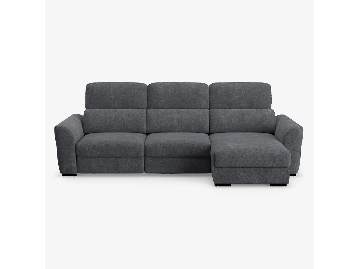 Ausziehbares 3-Sitzer Schlafsofa mit rechter Bettkasten-Chaiselongue Nuro - Schwarz