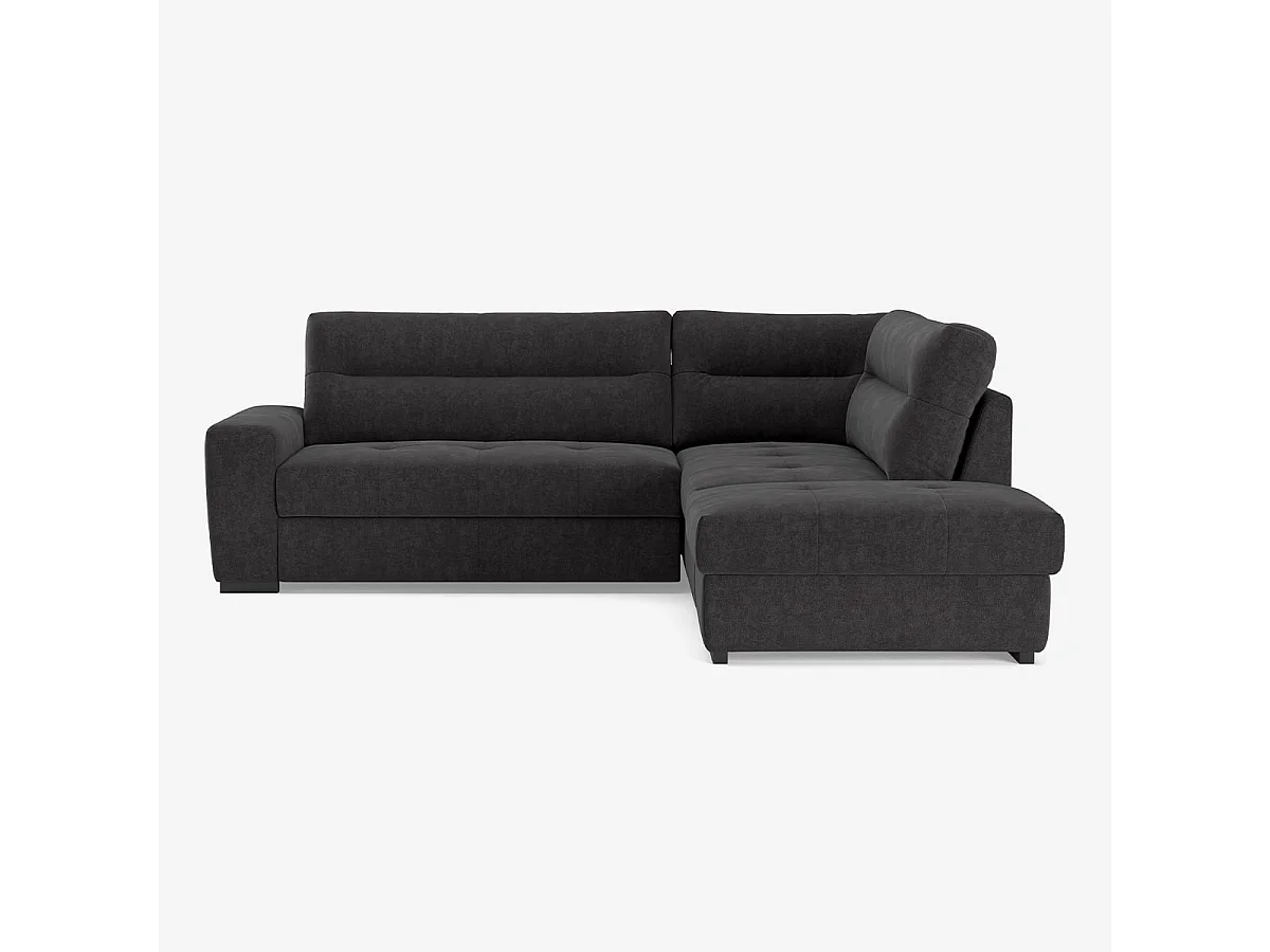 Moderner 3-Sitzer Ecksofa aus Stoff mit rechter Ottomane Rocca - Schwarz