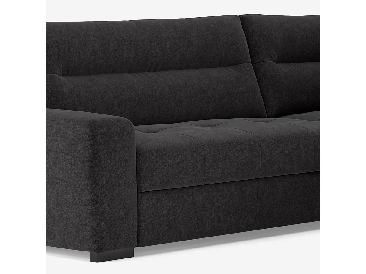 Moderner 3-Sitzer Ecksofa aus Stoff mit rechter Ottomane Rocca - Schwarz