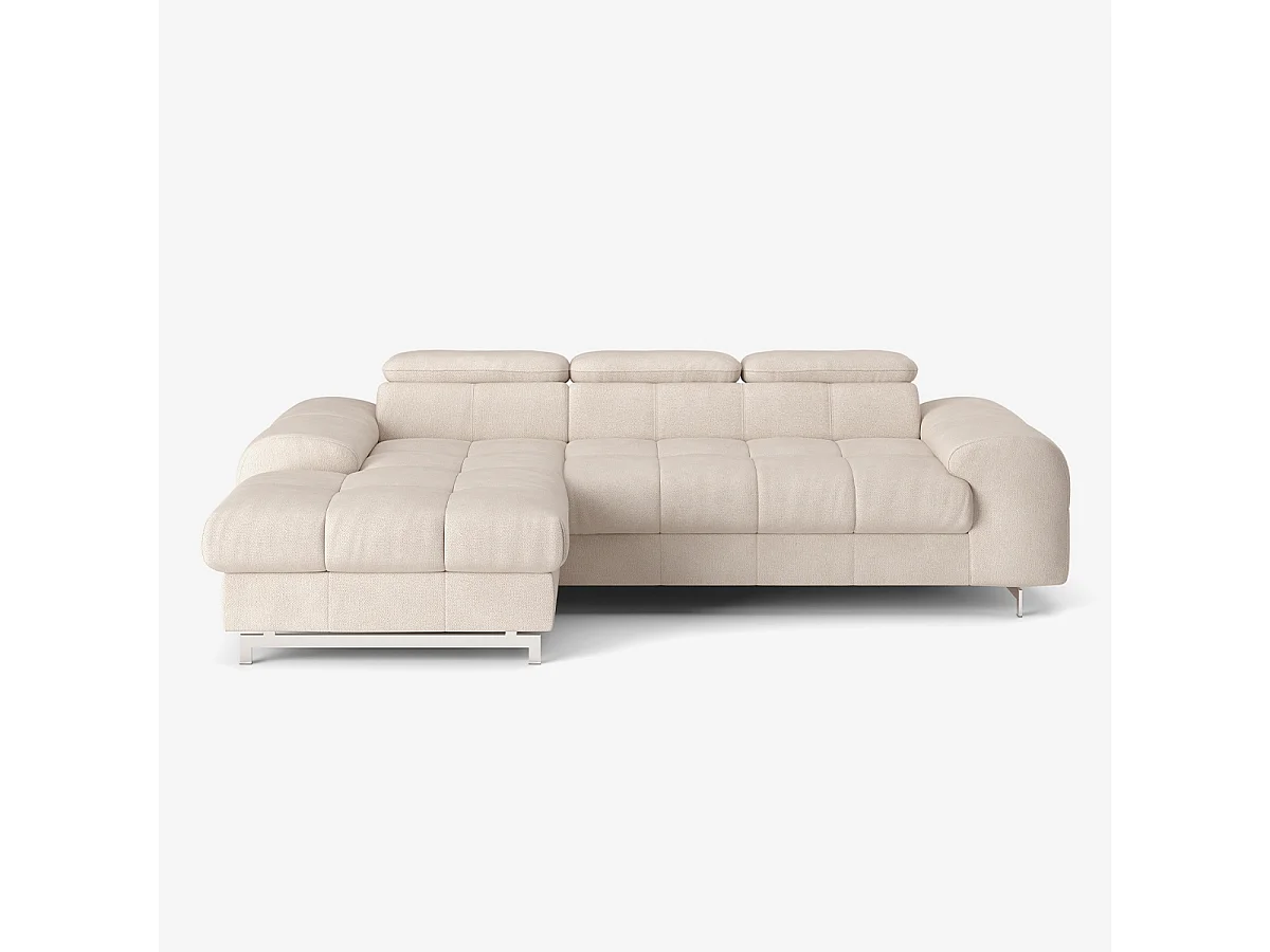 Sofá de 3 plazas con chaise longue a la izquierda y reposacabezas ajustable Tivon - Beige