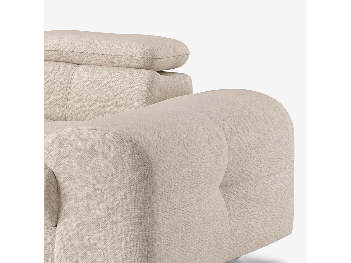 Sofá de 3 plazas con chaise longue a la izquierda y reposacabezas ajustable Tivon - Beige