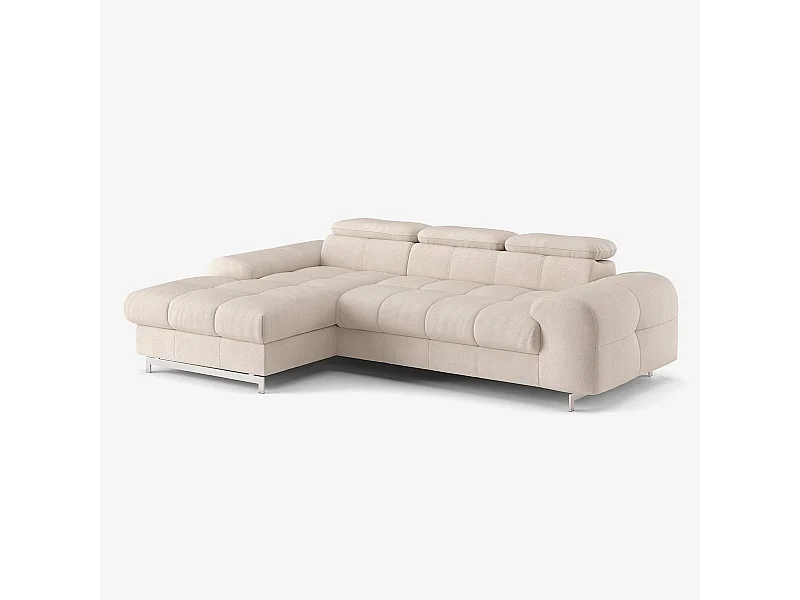 Sofá de 3 plazas con chaise longue a la izquierda y reposacabezas ajustable Tivon - Beige