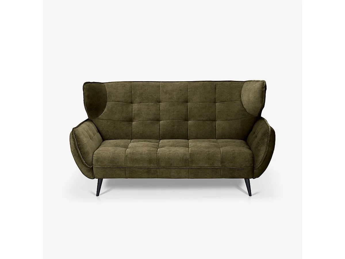 Sofá de 2 plazas de diseño en terciopelo estilo capitoné Vaaru - Verde oscuro