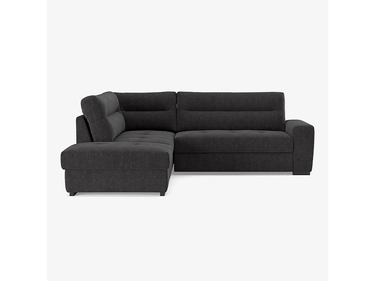 Moderner 3-Sitzer Ecksofa aus Stoff mit linker Ottomane Mello - Schwarz