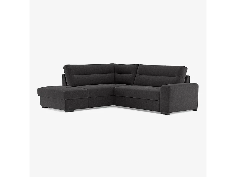 Moderner 3-Sitzer Ecksofa aus Stoff mit linker Ottomane Mello - Schwarz