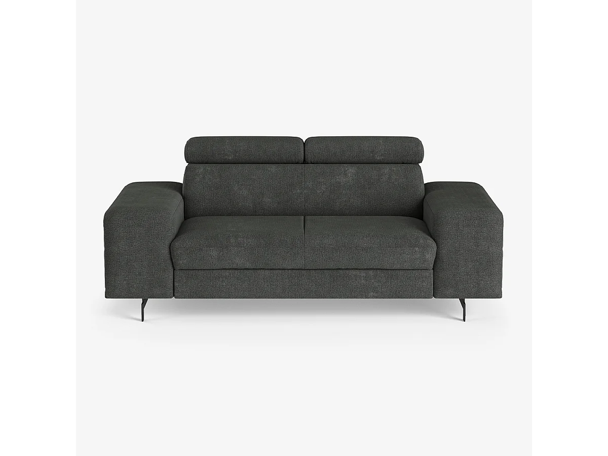 Divano 2 posti moderno in ciniglia con poggiatesta regolabile Vella - Grigio Scuro